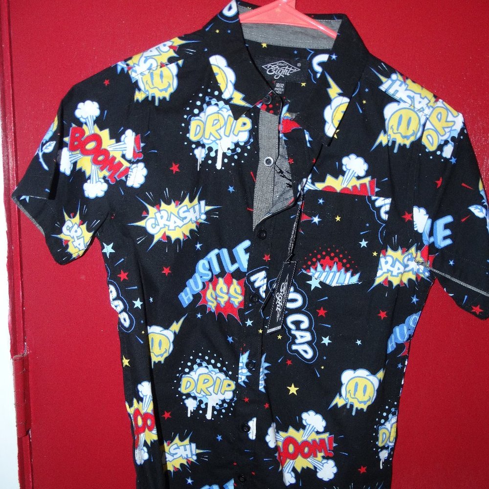 Eighty Eight Boys Shirt NWT - Drip, Boom, Hustle Crash - Size 10/12 - Modern Fit